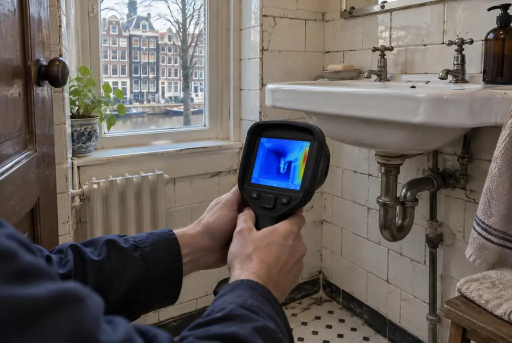 Lekdetectie Soest – badkamer met oude leidingen achter de tegels