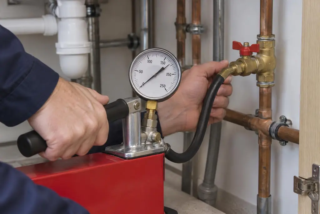 Lekdetectie Soest – druktest op een waterleiding met een manometer